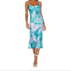 Sabrina Midi Dress in Lilac & Turquoise Revolve XL